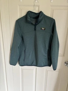 LL Bean Knit Ribbed Pullover Womens M 1/4 Snap Pockets Green Outdoor Nature - Picture 1 of 4