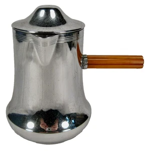 Farberware Coffee Pot Chrome Butterscotch Bakelite Handle Vintage NY (O) AS IS - Picture 1 of 12