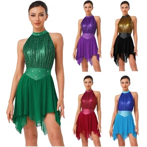 Mujer Vestidos Vestido Leotardo Irregular Ropa de Baile Sin Espalda Disfraz Entrenamiento Dobladillo - Imagen 1 de 65