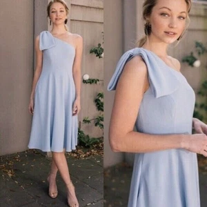 Gal Meets Glam Damen 8 P Petite Celine Kleid blau Stein One Shoulder Schleife NEU - Bild 1 von 7