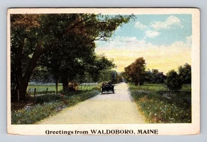 Waldoboro ME- Maine, Greetings Road, Antique, Vintagecard - Picture 1 of 2