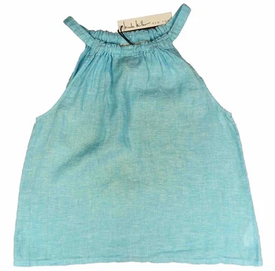 Nicole Miller New York 100 % Linen Halter Tank Top Size M Teal Lightweight NWT — 第 1/4 张图片