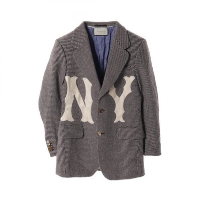 GUCCI NEW YORK YANKEES tailored jacket #7-49R 541123 wool Brown White Used - Image 1 of 4
