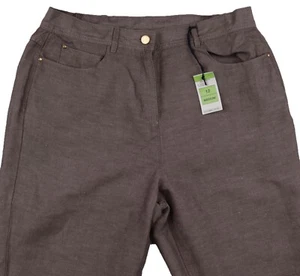 M&S Womens Marks & Spencer Classic Brown Linen Trousers Size 12 Medium zz - Picture 1 of 11
