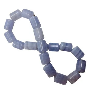Blue Lace Agate 7" Strand Tube Beads| 10x7mm | Blue | 18 Beads | - Picture 1 of 9