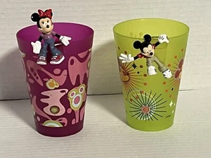 Disney Mickey Minnie Mouse 3D Character Plastic Tumbler Kids Cups 12oz Set of 2 - Picture 1 of 9