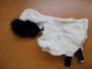 NEW WHITE SHEARED RABBIT & BLACK FOX FUR DOG COAT W/HOOD - Picture 1 of 1