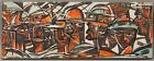 1958 HOUSHANG PEZESHKNIA persische Ölindustrie Arbeiter abstrakt Gouache Malerei