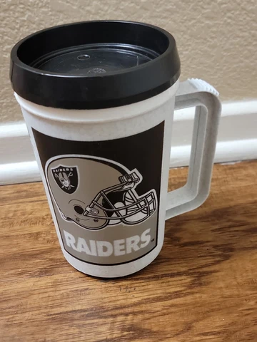 Vintage 1996 Raiders NFL 22 oz Super Thermo Insulated Mug Thermos Cover