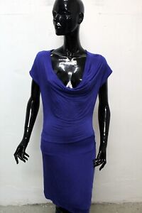 LIU JO Vestito Donna Taglia M Abito Dress Blu Viscosa Scollato Logo Woman