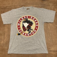 vtg 90s WILKES-BARRE SCRANTON PENGUINS HOCKEY NUTMEG T-Shirt Sz L pittsburgh ahl