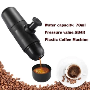 70ml Portable Mini Espresso Coffee Maker Black Plastic Handheld for Travel - Picture 1 of 9