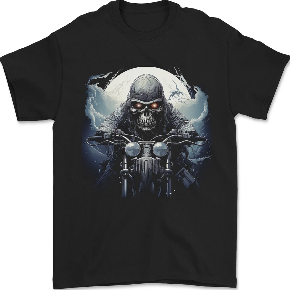 Totenkopf Biker Motorrad Sensenmann 22 Herren 100% Baumwolle - Bild 1 von 1