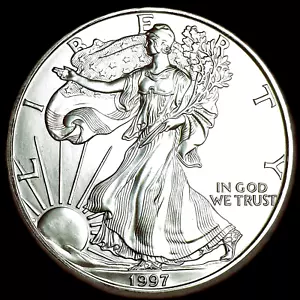 1997 AMERICAN SILVER EAGLE 1 OZ. PURE FINE SILVER BULLION COIN 999 BU-UNC - Picture 1 of 2