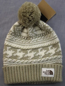 The North Face Womens Beige & White Tassel Fair Isle Beanie Hat NWT 1 Size $32 - Picture 1 of 3