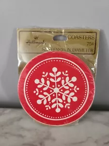 NOS Vintage Hallmark Snowflake Holiday Paper Cardboard Coasters Set of 16 - Picture 1 of 2