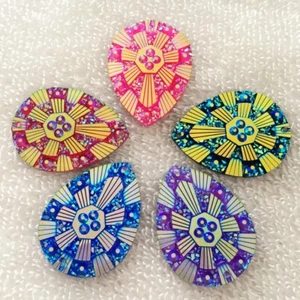 6PCS Resin Rhinestones Crystal Stones and Strass Drop 2holes Buttons Crafts -B73 - Picture 1 of 14
