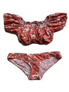 LISA MARIE FERNANDEZ | Red Floral Printed Two-Piece Bikini, Size 1 / Small - Picture 1 of 6