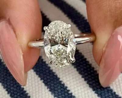 14k White Gold Round Cut 3 ct IGI Certified Lab Grown Diamond Solitaire Ring - Image 1 of 4