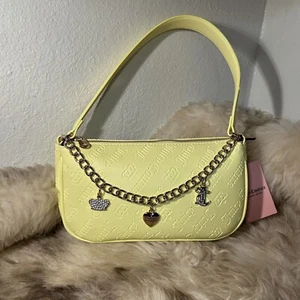 NWT Juicy Couture Not Your Babe Shoulder Bag - Embossed Yellow - Cute Charms! - Picture 1 of 5