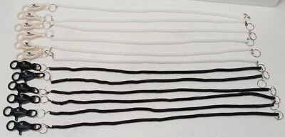 Лот из 12 ремешков 20 «лобстер коготь катушка с зажимом для шнура 6 черный 6 белый - Изображение 1 из 2