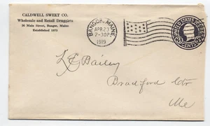 1919 Bangor ME flag cancel 3ct stamped envelope [s.6013] - Picture 1 of 3