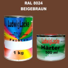 Maschinenlack RAL 8024 Beigebraun 1,5 kg Set  MATT & 10tlg. Pinsel Set