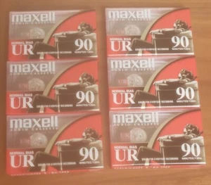 6 Pack Maxell Audio Blank Audio Cassette Tapes Normal Bias UR90 Sealed New - Picture 1 of 4