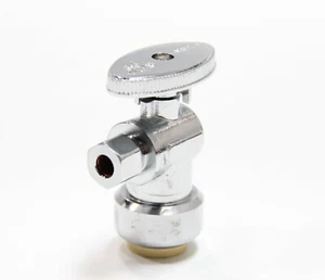 EFIELD 1/2" PUSH FIT X 3/8" OD COMPRESSION ANGLE STOP VALVE 1/4 TURN, NO LEAD - Picture 1 of 2