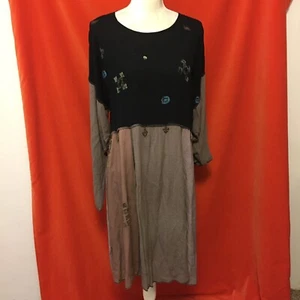 Vestido midi manga larga estampado mixto Staley Gretzinger embellecido arte para usar m - Imagen 1 de 9