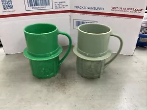 Vintage Two Green Planter's Peanut Mr. Peanut Plastic Cups - Picture 1 of 5