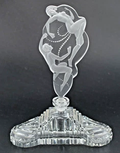 VINTAGE ART DECO BOHEMIAN INTAGLIO GLASS SCENT BOTTLE DANCING NUDES c1930 - Picture 1 of 5