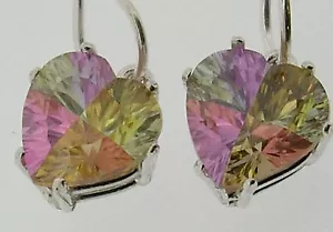 BUTW sterling silver 11x11 facet lucky (4 pair) stone heart stud earring 4403T_4 - Picture 1 of 3