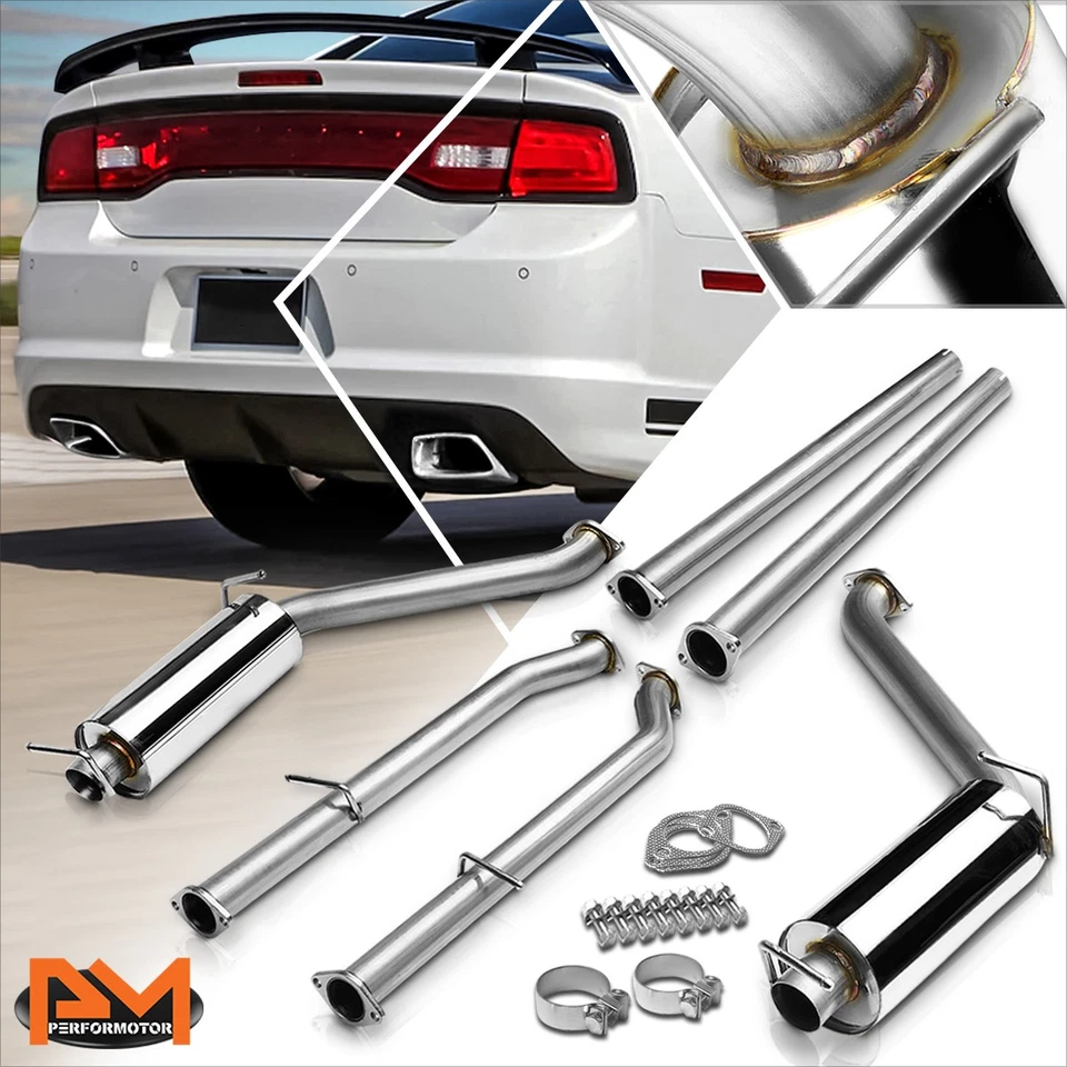 For 11-14 Dodge Charger 3.6 V6 Dual 2.25" Tip Muffler Stainless Catback Exhaust - Image 1 of 4