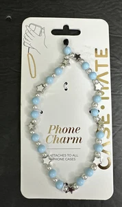 Case-Mate téléphone breloque bracelet perles bleu argent étoiles perles - Photo 1 sur 4