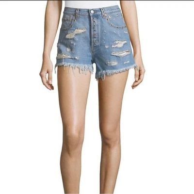 Gucci Light Blue Distressed Jean Shorts - Image 1 of 4