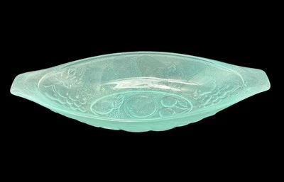 ARCOROC Vintage Blue Glass Fruit Bowl Retro Oval Banana Split 70s 80s Dessert - Image 1 of 2