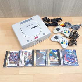 Sega Saturn console white bundle with 5 Games & 2 controllers Japanese System