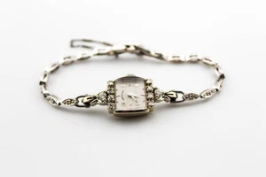 VINTAGE HAMILTON SOLID 14KT WHITE GOLD DIAMOND BRACELET WATCH 14.9 GMS - Picture 1 of 1