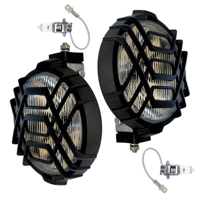 2er SET Fernscheinwerfer H3 12V 24V mit Gitter Klar LKW E20 + 2x H3 12V Birnen - Bild 1 von 4