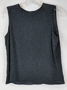 TOP FORMAL DE CÓCTEL DANA BUCHMAN CON CUENTAS NEGRAS DE FIESTA NOCHE TALLA PEQUEÑA 2 - Imagen 1 de 5