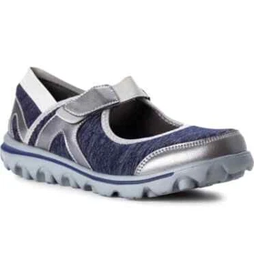PROPET WAA003J Onalee Blue/Silver Stretch Jersey Mary Jane Diabetic Appr. 9.5 M - Picture 1 of 3