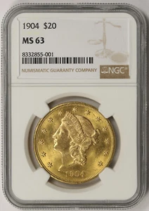1904 Liberty Head Double Eagle Gold $20 MS 63 NGC - Picture 1 of 4