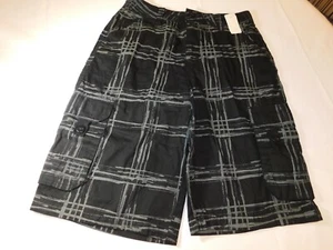 Skull Boards Boy's Youth Casual Shorts Cargo Short Black Grey Size 16 NWT - Picture 1 of 4