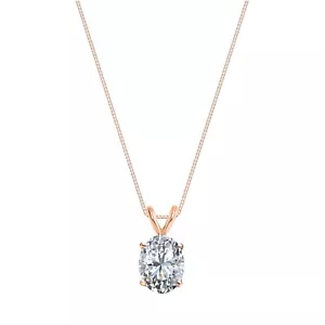 IGI F/VS 1 Ct Oval Cut Lab Created Grown Diamond Pendant Necklace 14K Rose Gold - Picture 1 of 2