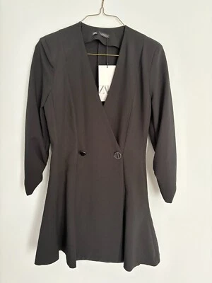 Vestido Blazer Zara XS Skort Mameluco Doble Pecho Negro Manga Acanalada Dinero Antiguo Foto 1 de 4