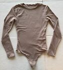 Abercrombie & Fitch Long Sleeve Double Layered Thong Bodysuit Brown XS
