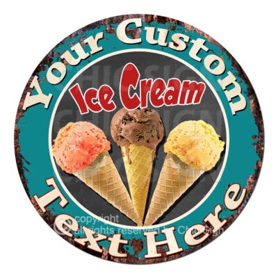 CP-0163 ANY NAME'S Custom Personalized Ice Cream Cone Metal Sign Decor Gift idea - Image 1 of 2