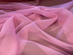 Chiffon Woven Dress Fabric, Per Metre - Pink - Picture 1 of 3