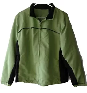 Izod Jacket Windbreaker Lightweight Lime Green Womens Large Spring Athletic Run - Picture 1 of 10